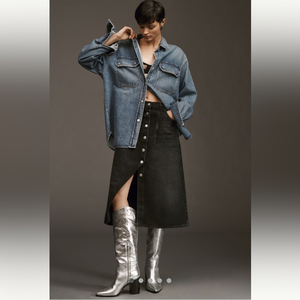 Citizens of Humanity Black Denim Button-Down Skirt